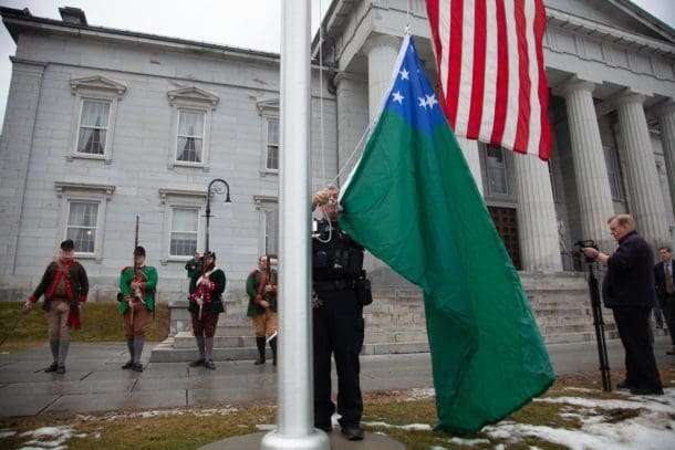 Raising an historic flag of Vermont