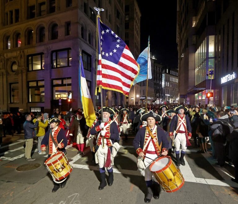 flags carried in a historic reenactment