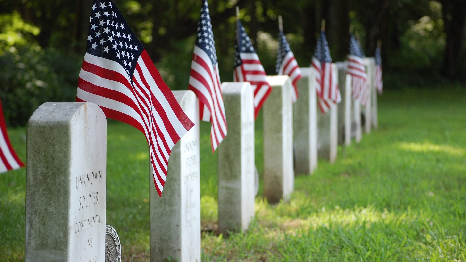 Cemetery Flags Flags on display in a New England Cemetery
