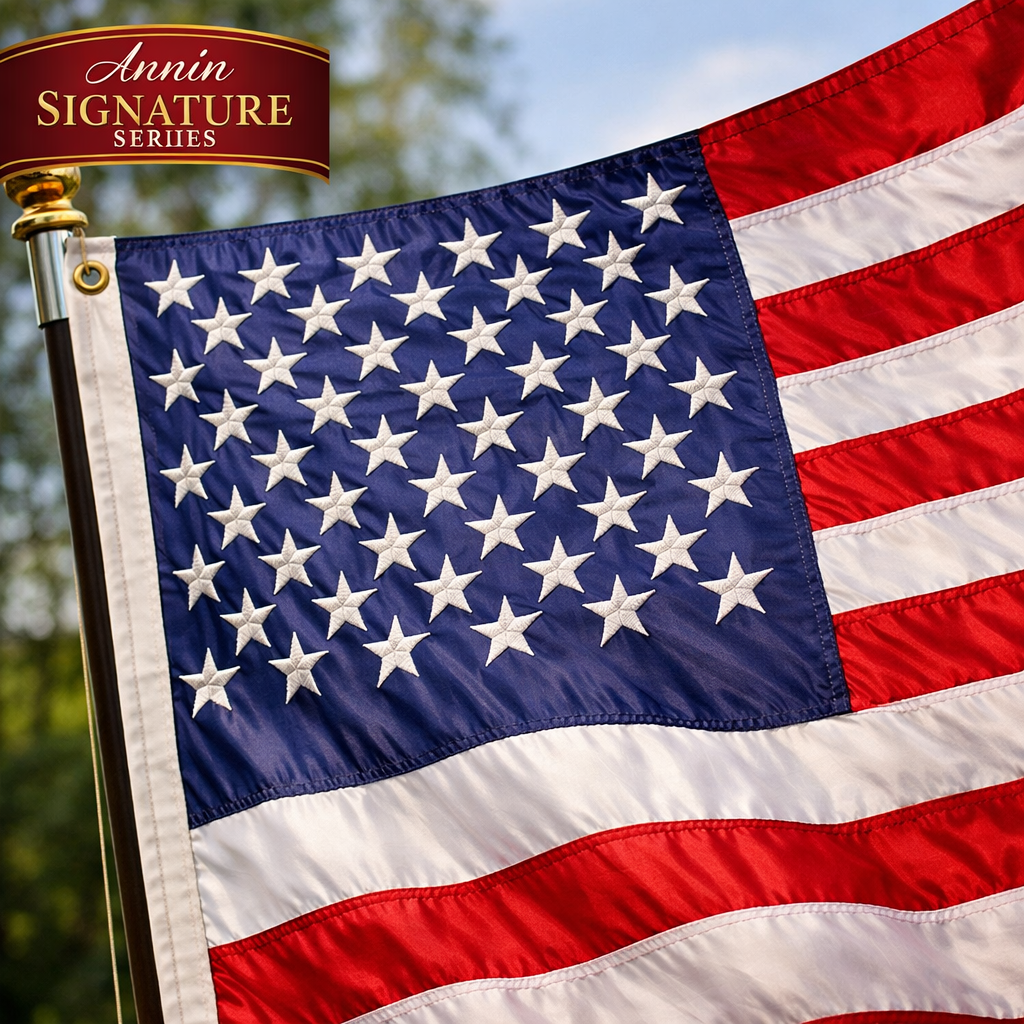 Annin Signature 3x5 American flag made in USA with oversized embroidered stars and sewn stripes