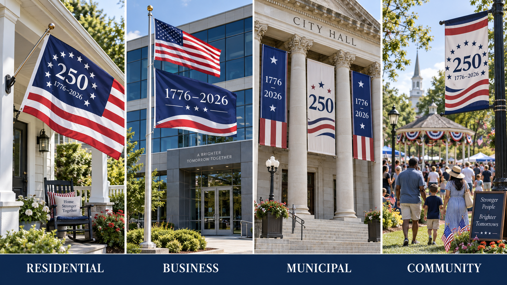 1776–2026 Flags Across Four Settings