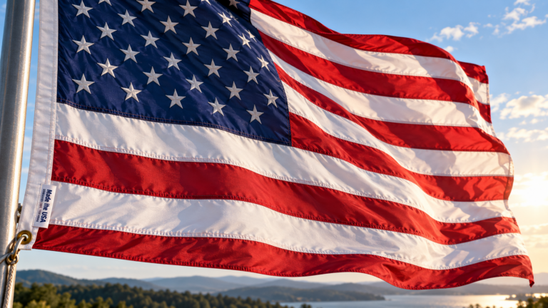 Made in USA Flag in Breeze