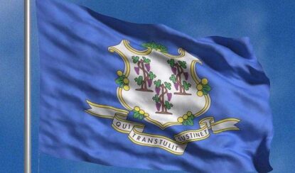 Flying the flag of the State of Connecticut