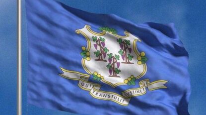 Flying the flag of the State of Connecticut