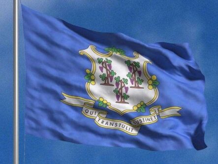 Flying the flag of the State of Connecticut
