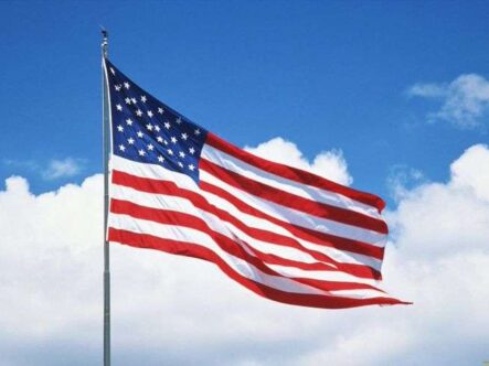 USA Flag flying in the air