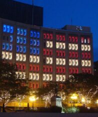 light flag on the building