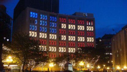 light flag on the building